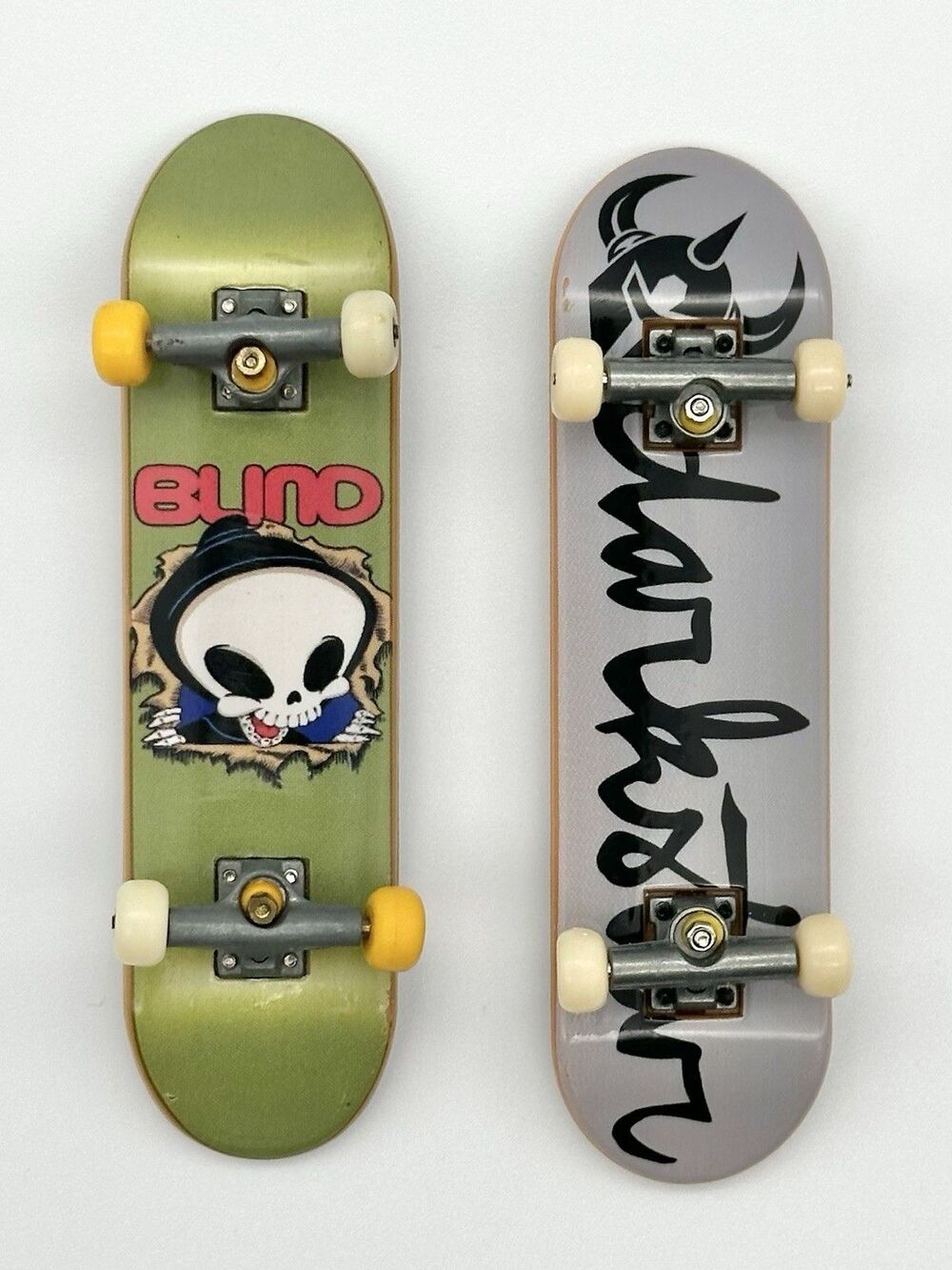 2pc Lot Vtg Tech Deck 96mm Fingerboards Blind Reaper Green & Darkstar Script